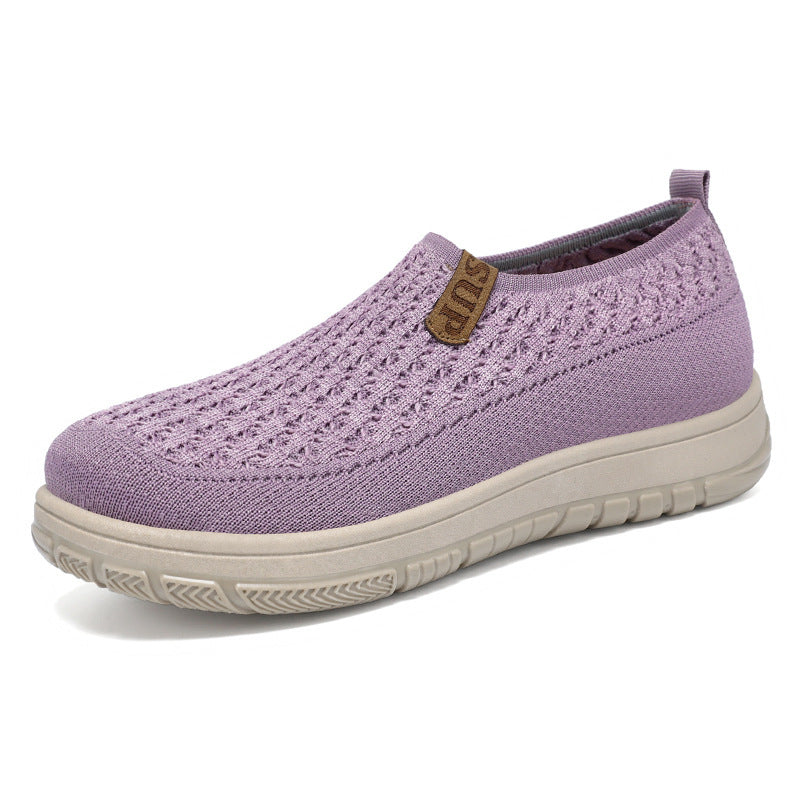 Damen atmungsaktive Slip-On Sneakers mit flexiblem Strickdesign R&B