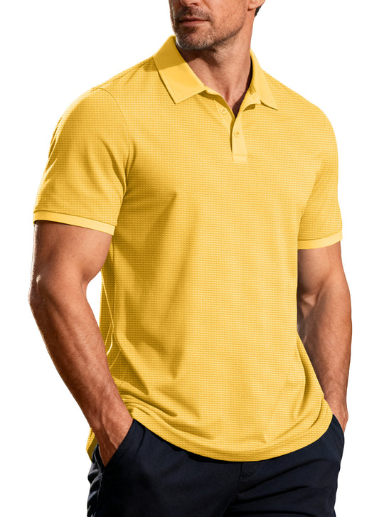 Herren nan strukturiertes Piqué-Kurzarm-Poloshirt mit Hemdkragen R&B