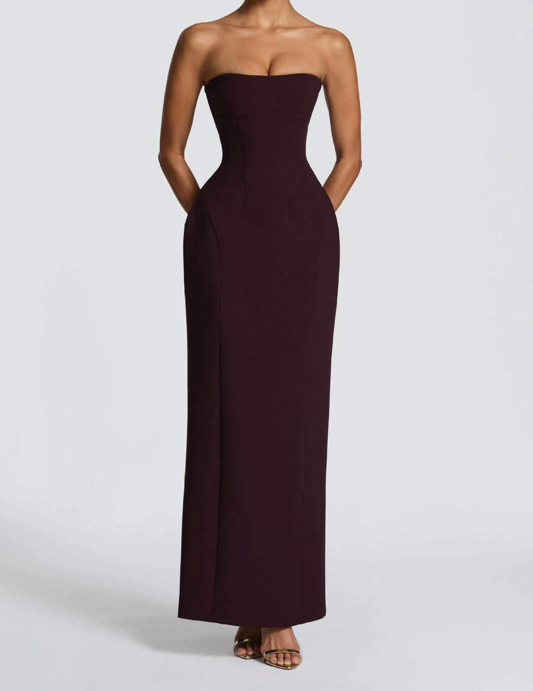 Damen Elegantes Cocktailkleid mit schulterfreiem Schnitt R&B