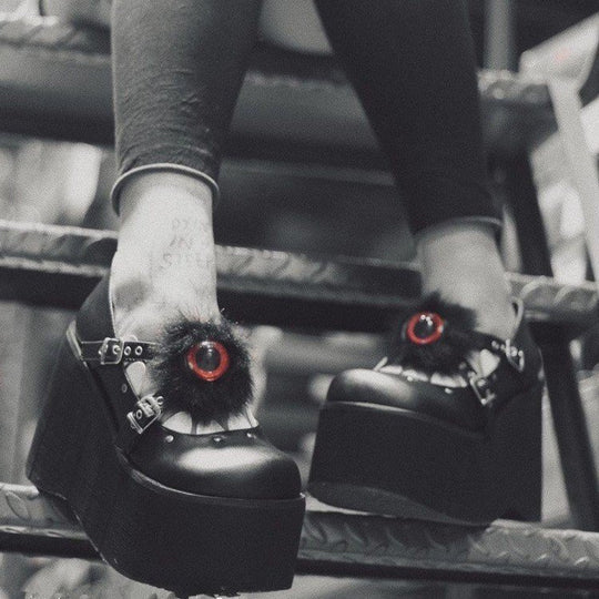 Damen Plattformschuhe mit auffälligem Design und Kunstfell-Applikation R&B