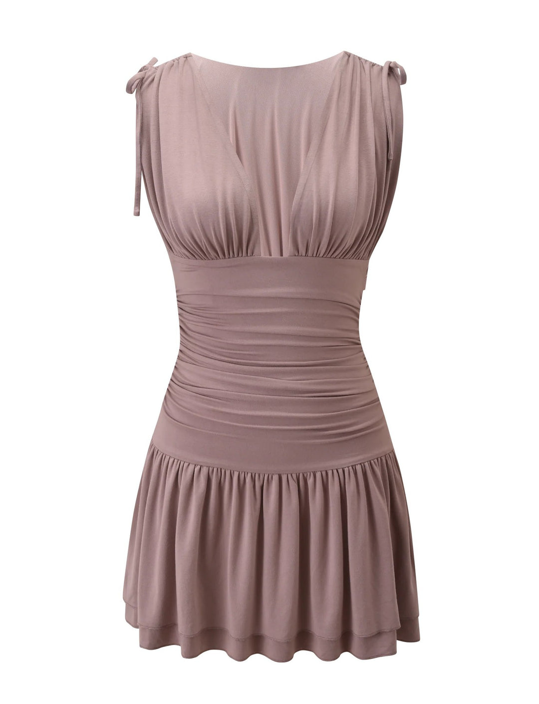 Damen Fließendes Sommerkleid mit trägerloser Raffungsoptik R&B
