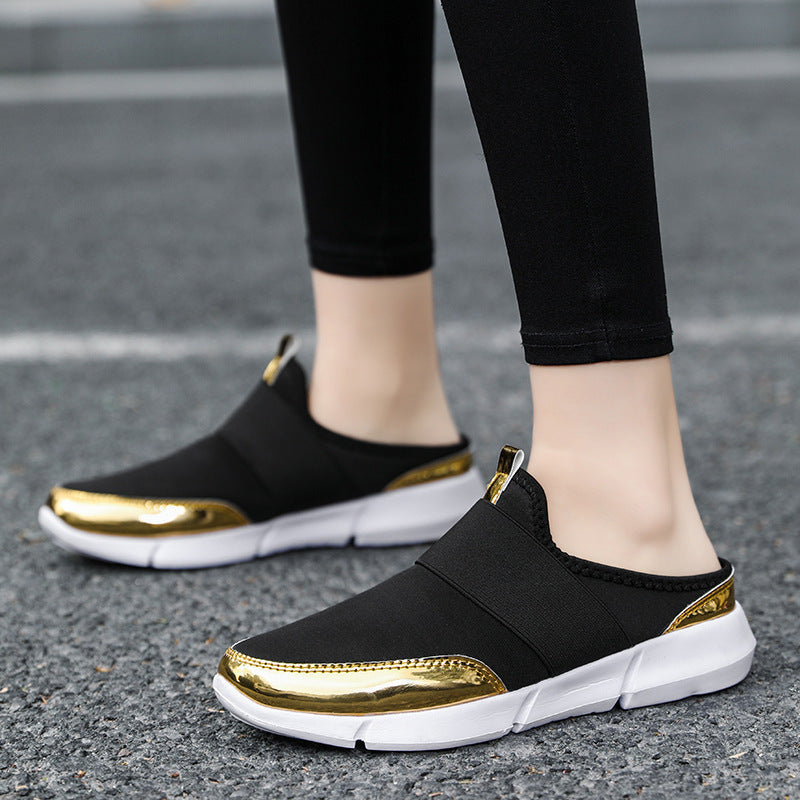 Damen Slip-On Sneakers mit glänzenden Akzenten