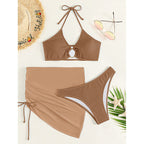 Damen Bikiniset mit rüschigem Oberteil und eleganten Knotendetails R&B