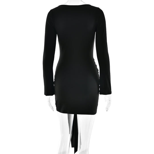 Damen Minikleid mit asymmetrischem Design und raffiniertem Taillengürtel R&B