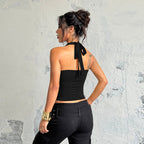 Damen elegantes Haltertop mit zartem Spitzendetail R&B