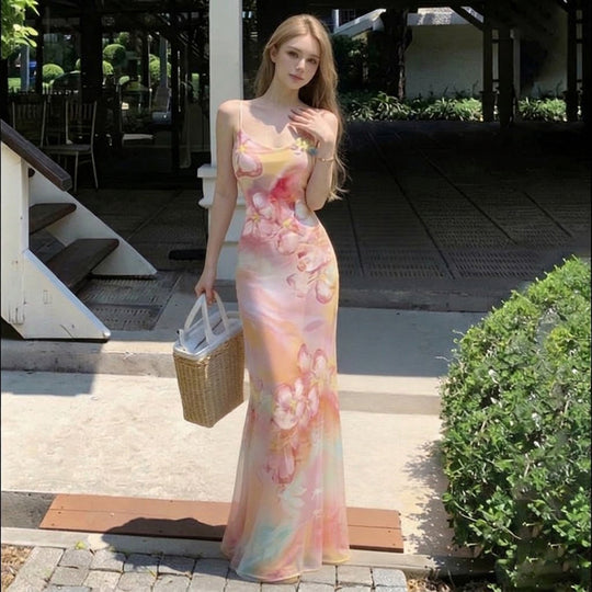 Damen Maxikleid mit floralen Akzenten und raffiniertem Schnitt R&B