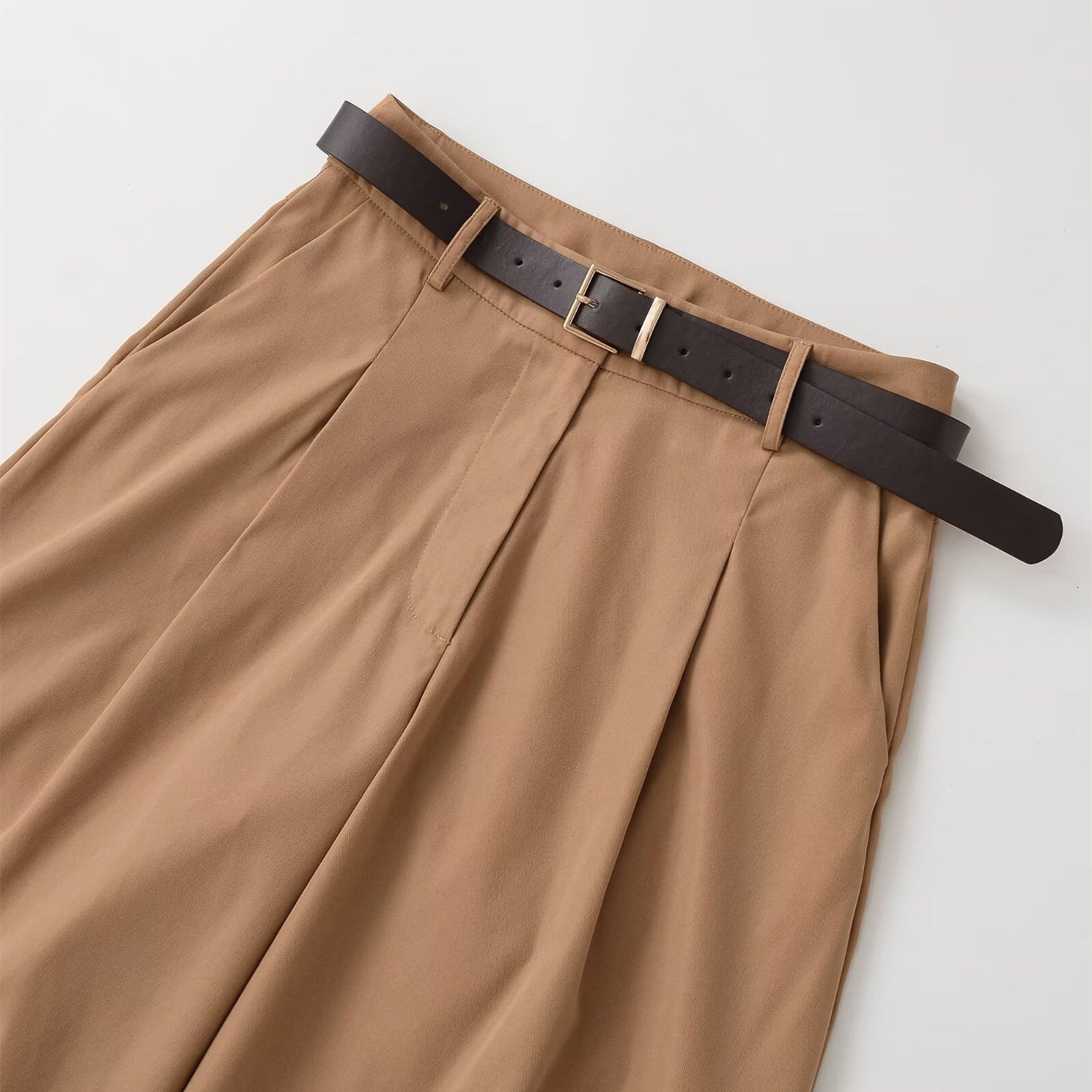 Damen weite Hochbundhose mit abnehmbarem Gürtel R&B