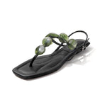Damen elegante Zehentrenner-Sandalen mit zierlichem Blätter-Design R&B