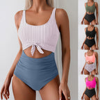 Damen Einteiliger Badeanzug mit trendigem Cut-Out-Design und verstellbarem Knoten R&B
