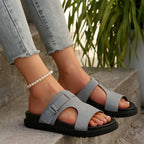 Damen Zehentrenner-Sandalen mit modischer Schnallenapplikation und rutschfester Sohle R&B