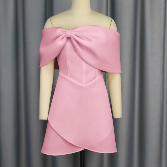 Damen Off-Shoulder Minikleid mit Schleifen-Detail R&B