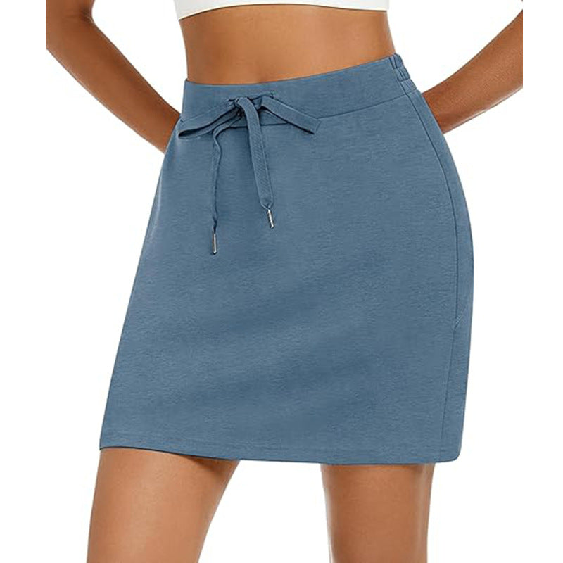 Damen Sportlicher Minirock mit Verstellbarem Kordelzug und Seitlichen Taschen R&B