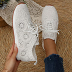 Damen Sneakers mit filigranem Häkeldesign und bequemem Fußbett R&B