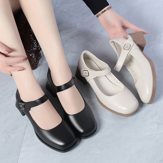 Damen Elegante Mary Jane Schuhe mit modischem Riemen und bequemem Blockabsatz R&B