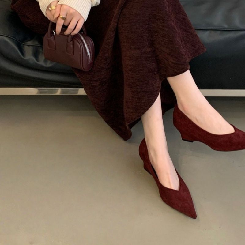 Damen spitze Wedge-Pumps aus samtweichem Velours R&B