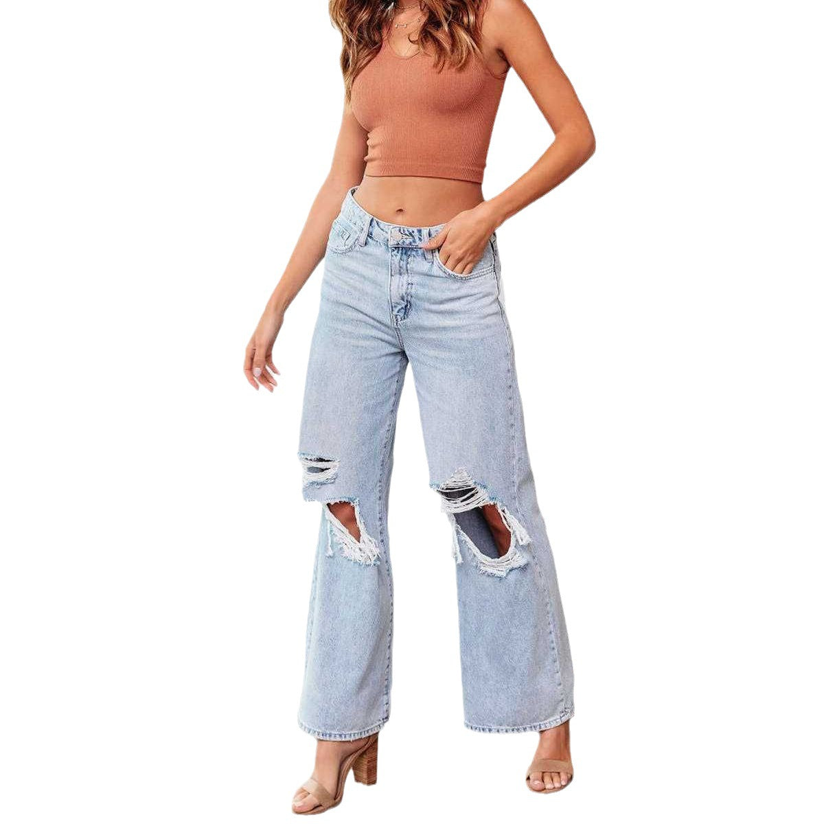 Damen Jeansjacke mit lässigem Schnitt und fransigem Saum R&B