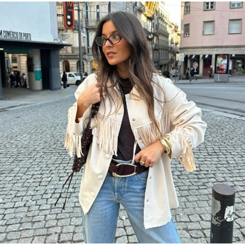 Damen Fransenjacke aus weichem imitat R&B