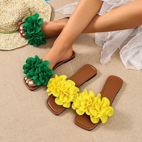 Damen modische Pantoletten mit floralen Applikationen R&B