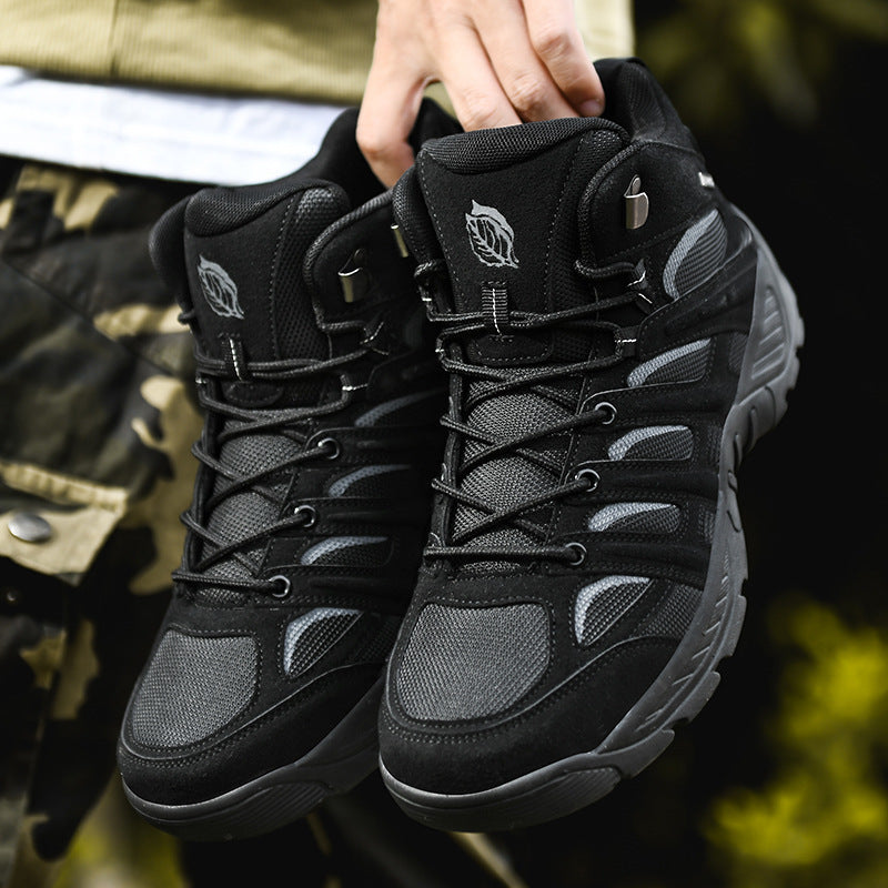 Herren hochgeschnittene Outdoor-Wanderschuhe mit rutschfester Sohle und atmungsaktivem Material