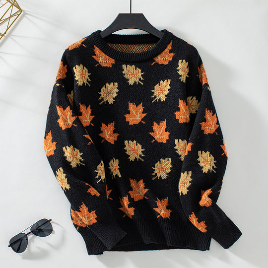Damen Strickpullover mit strukturiertem Blättermotiv und Rundhalsausschnitt R&B
