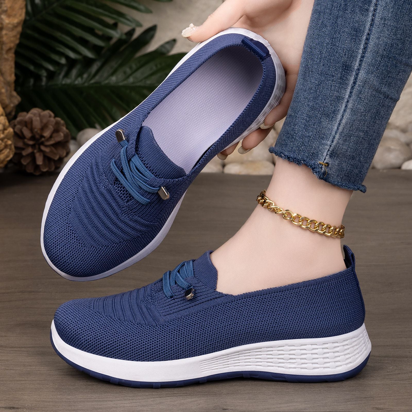 Damen Atmungsaktive Slip-On Sneakers mit dämpfender Sohle