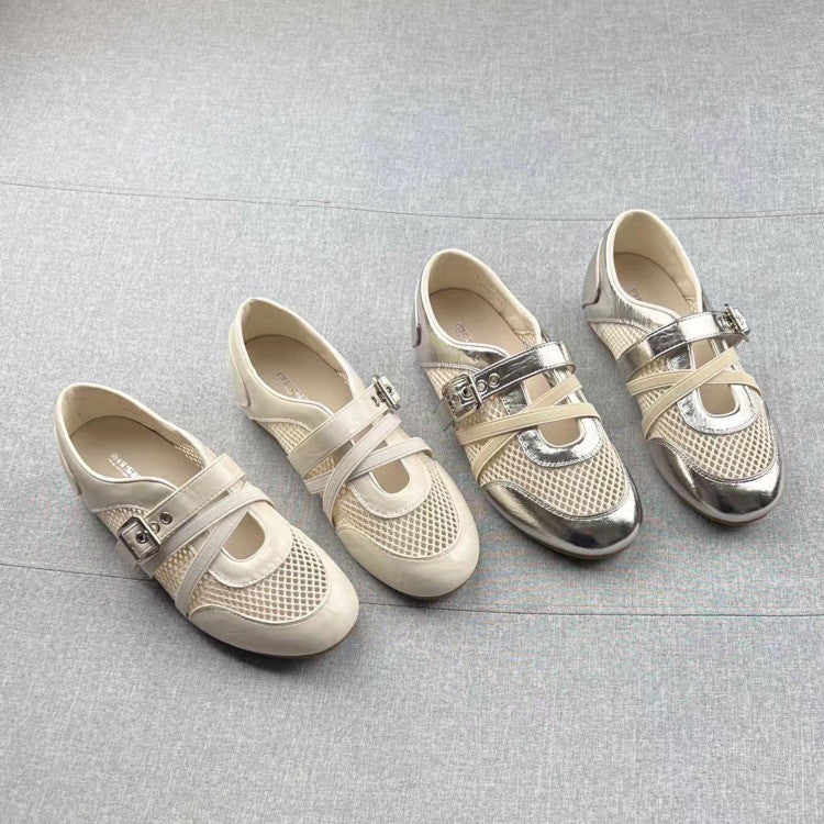 Damen modische Sneaker mit elegantem Riemchen-Design und atmungsaktiver Netzstruktur R&B