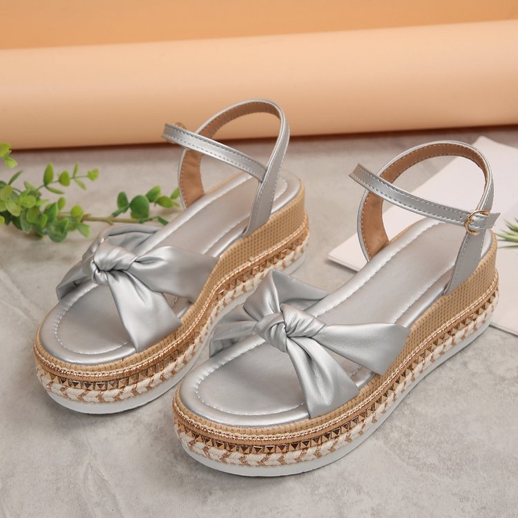 Damen Plattform-Sandalen mit raffinierter Knotenoptik R&B