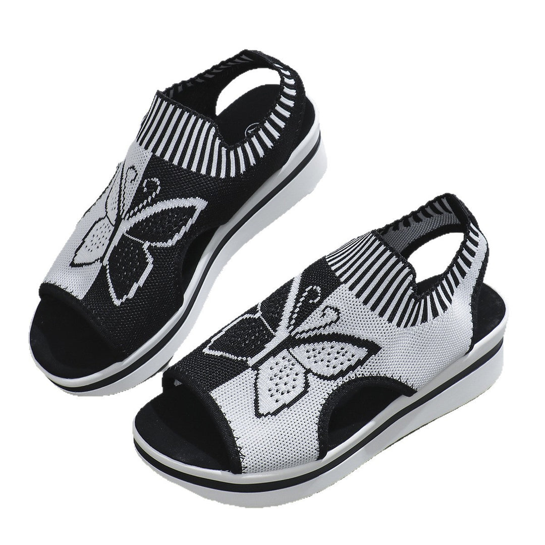 Damen Sportliche Plateau-Sandalen mit modischem Schmetterlingsdesign R&B
