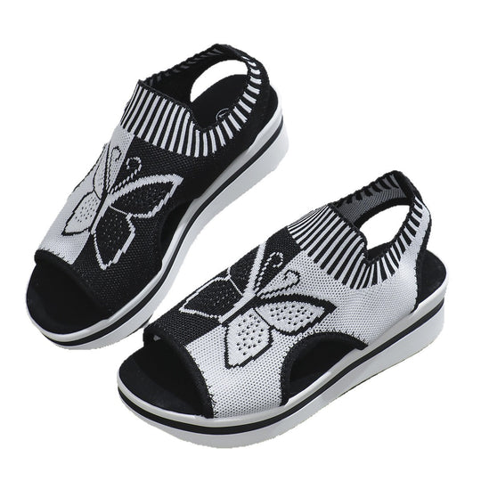 Damen Sportliche Plateau-Sandalen mit modischem Schmetterlingsdesign R&B