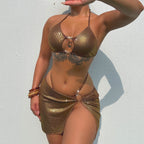 Damen Funkelndes Bikini-Set mit raffinierter Raffung