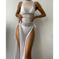 Damen transparenter Strandoveral mit hohem Schnitt R&B
