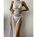 Damen transparenter Strandoveral mit hohem Schnitt R&B