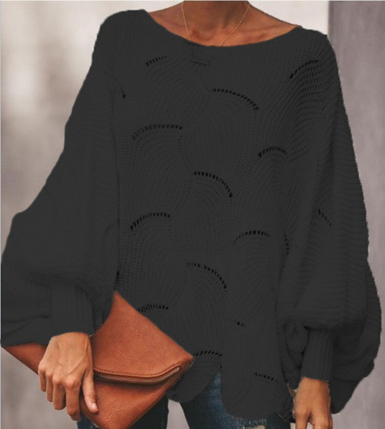 Damen Luftiger Strickpullover mit stilvollem Wellenmuster R&B