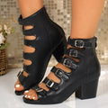 Damen High-Heel Sandalen mit modischem Riemendesign und robustem Blockabsatz R&B