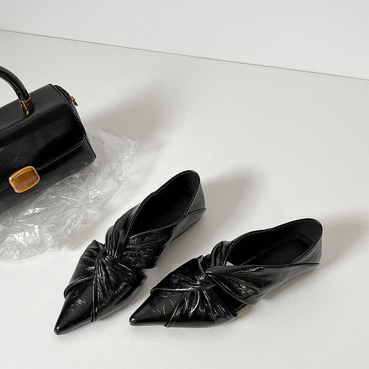 Damen elegante Spitzenslipper mit raffinierten Knoten-Details