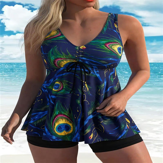 Damen Strandkleid mit dynamischem Zebra-Design R&B