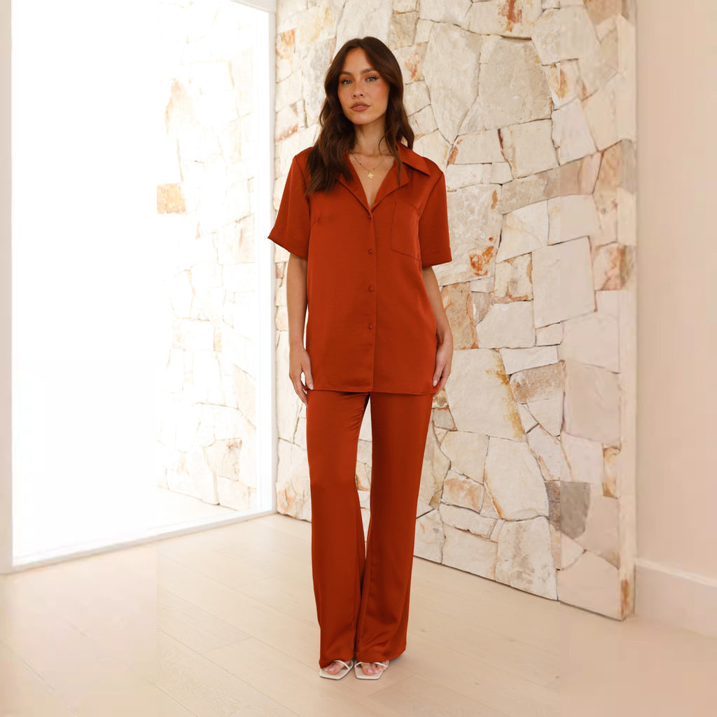 Damen Satin Pyjama Set R&B