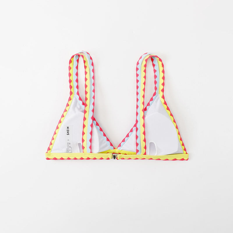 Damen Triangel-Bikini mit buntem Spitzenband R&B