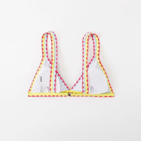 Damen Triangel-Bikini mit buntem Spitzenband R&B