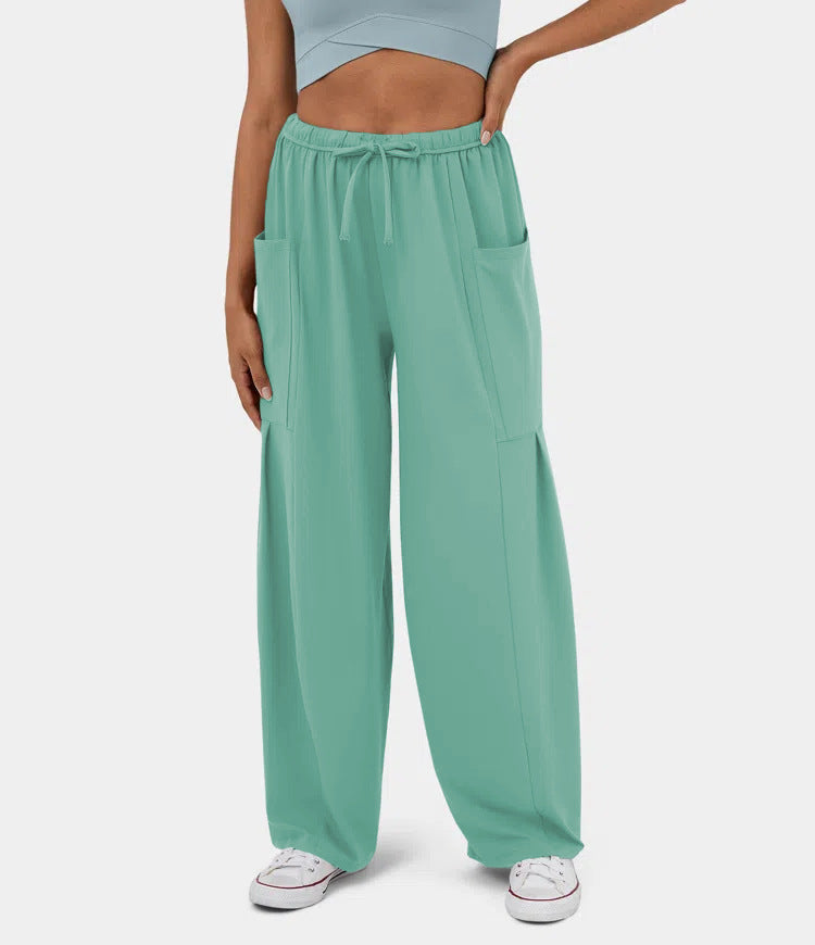 Damen Weite Freizeit-Hose mit elastischem Bund und praktischen Taschen R&B