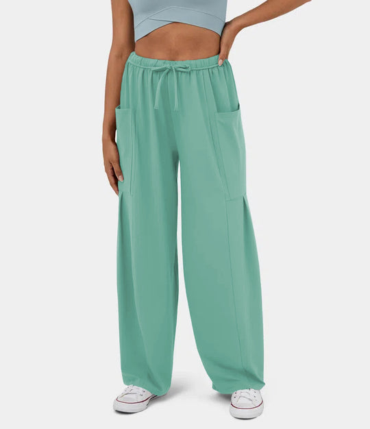 Damen Weite Freizeit-Hose mit elastischem Bund und praktischen Taschen R&B