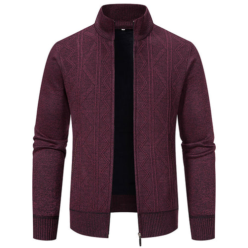 Herren Strickjacke mit modernem Reißverschluss und dekorativem Muster R&B