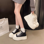 Damen modische Plateau-Hochschuh Sneakers mit dreifarbiger Sohle R&B