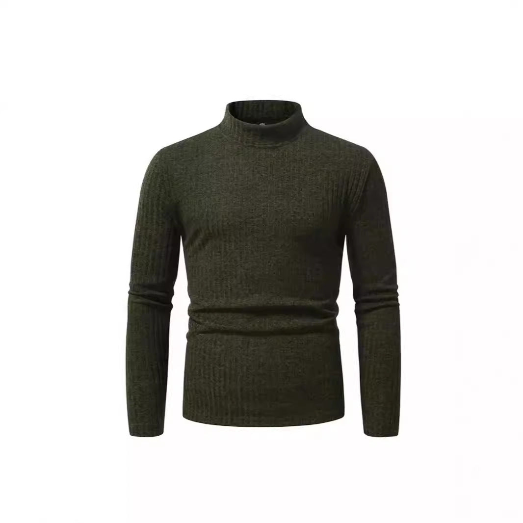 Herren eleganter Rollkragenpullover mit vertikalem Rippstrickdesign