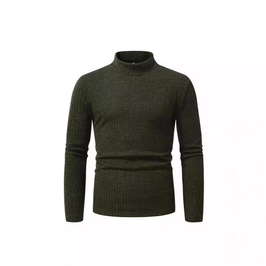 Herren eleganter Rollkragenpullover mit vertikalem Rippstrickdesign R&B