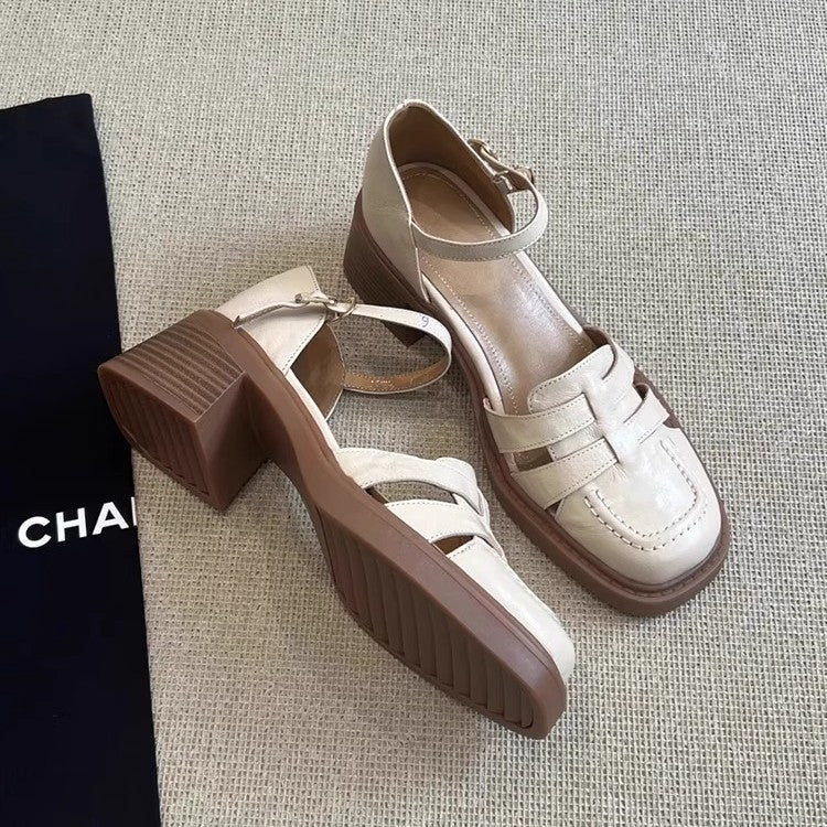 Damen elegante Blockabsatz-Schuhe mit Riemchen von R&B