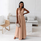 Damen elegantes Wickelkleid mit Taillengürtel R&B