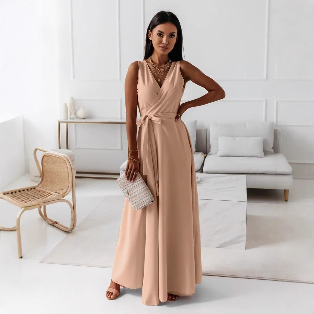 Damen elegantes Wickelkleid mit Taillengürtel R&B