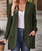 Damen Strickjacke mit offenen Front und praktischen Taschen R&B