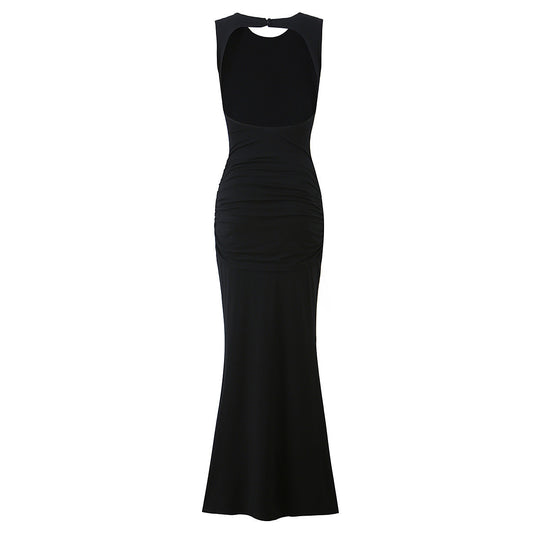Damen Maxikleid mit raffinierten Drapierungen und elegantem Rückenausschnitt R&B
